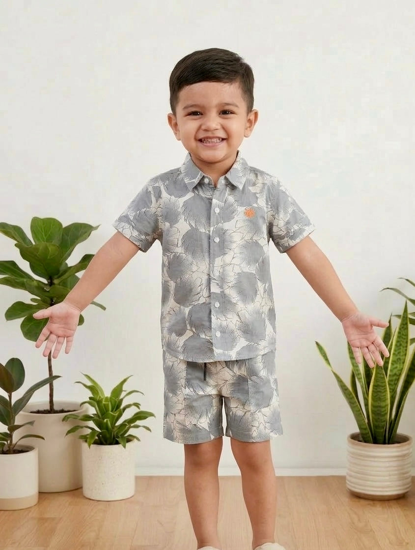 Boys Leafy Print Coord Set