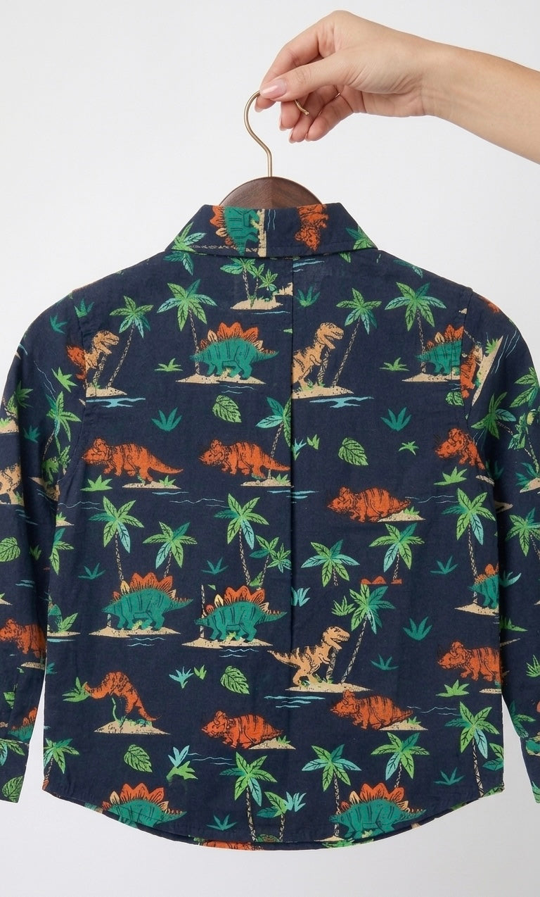 Dino-Island Print Full-Sleeve Shirt