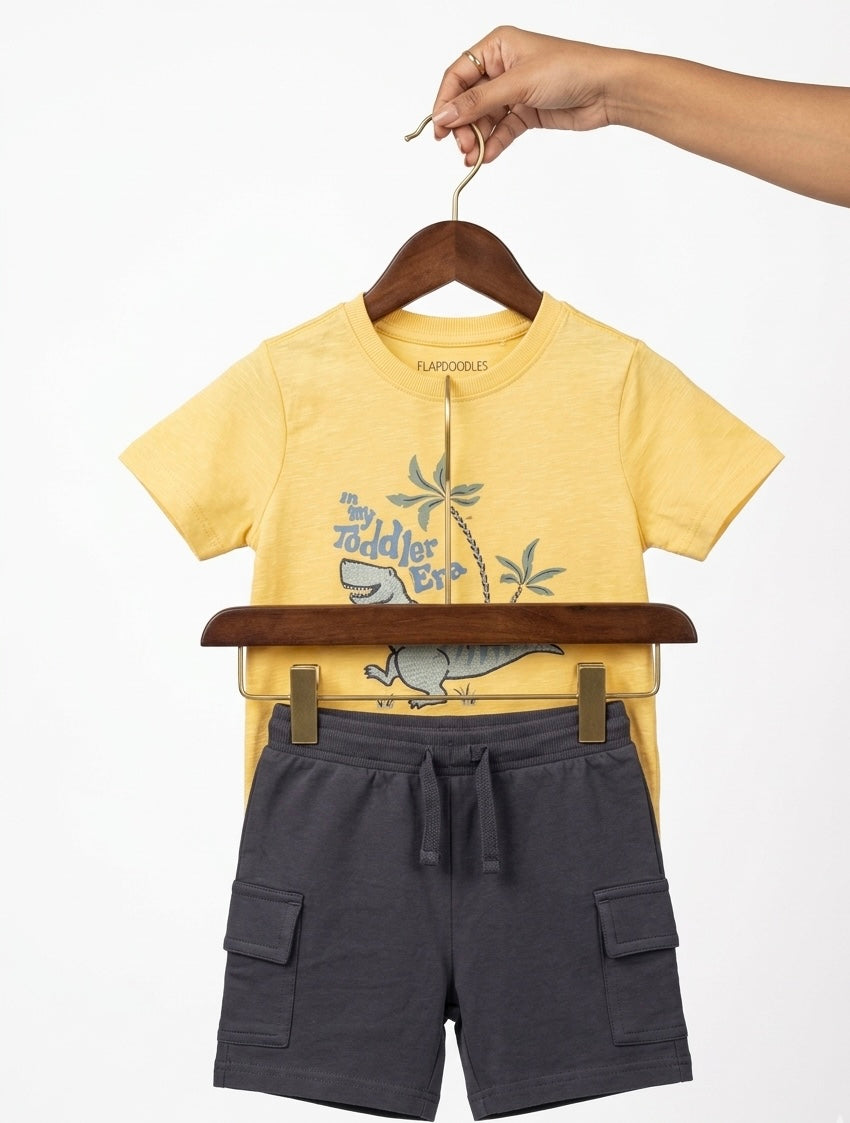 Yellow T-shirt & Grey Shorts-2 Piece Set