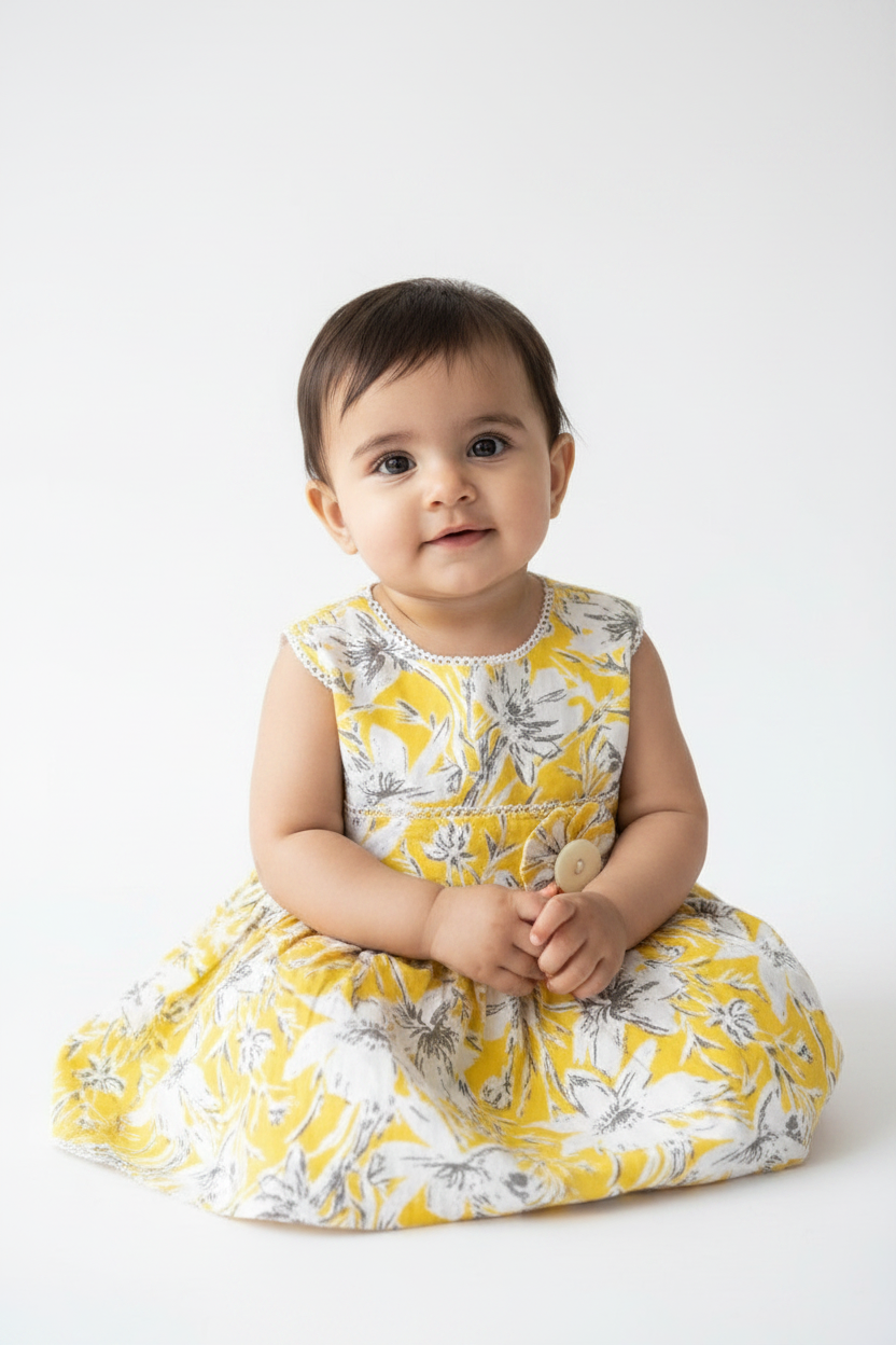 Yellow Sleeveless Frock