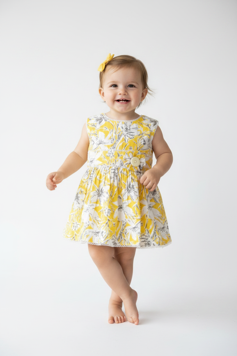 Yellow Sleeveless Frock