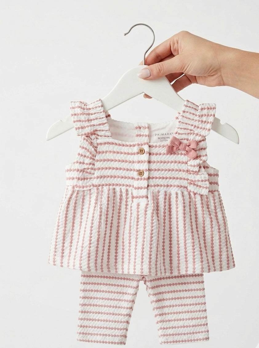 Pink Striped Top & shorts Set