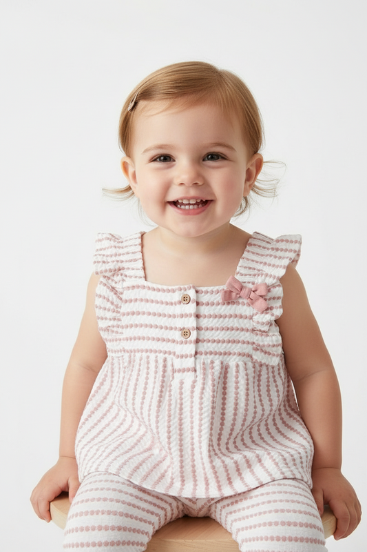Pink Striped Top & shorts Set