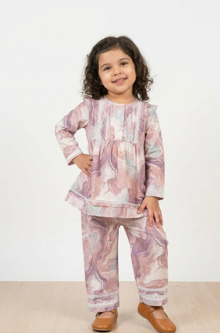 Girls Marble Lace Co-ord Set