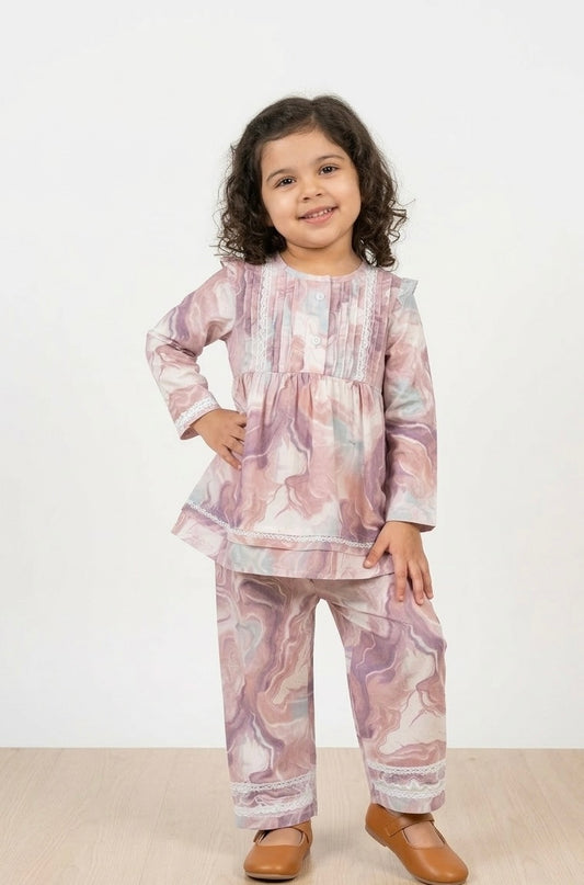 Girls Marble Lace Co-ord Set