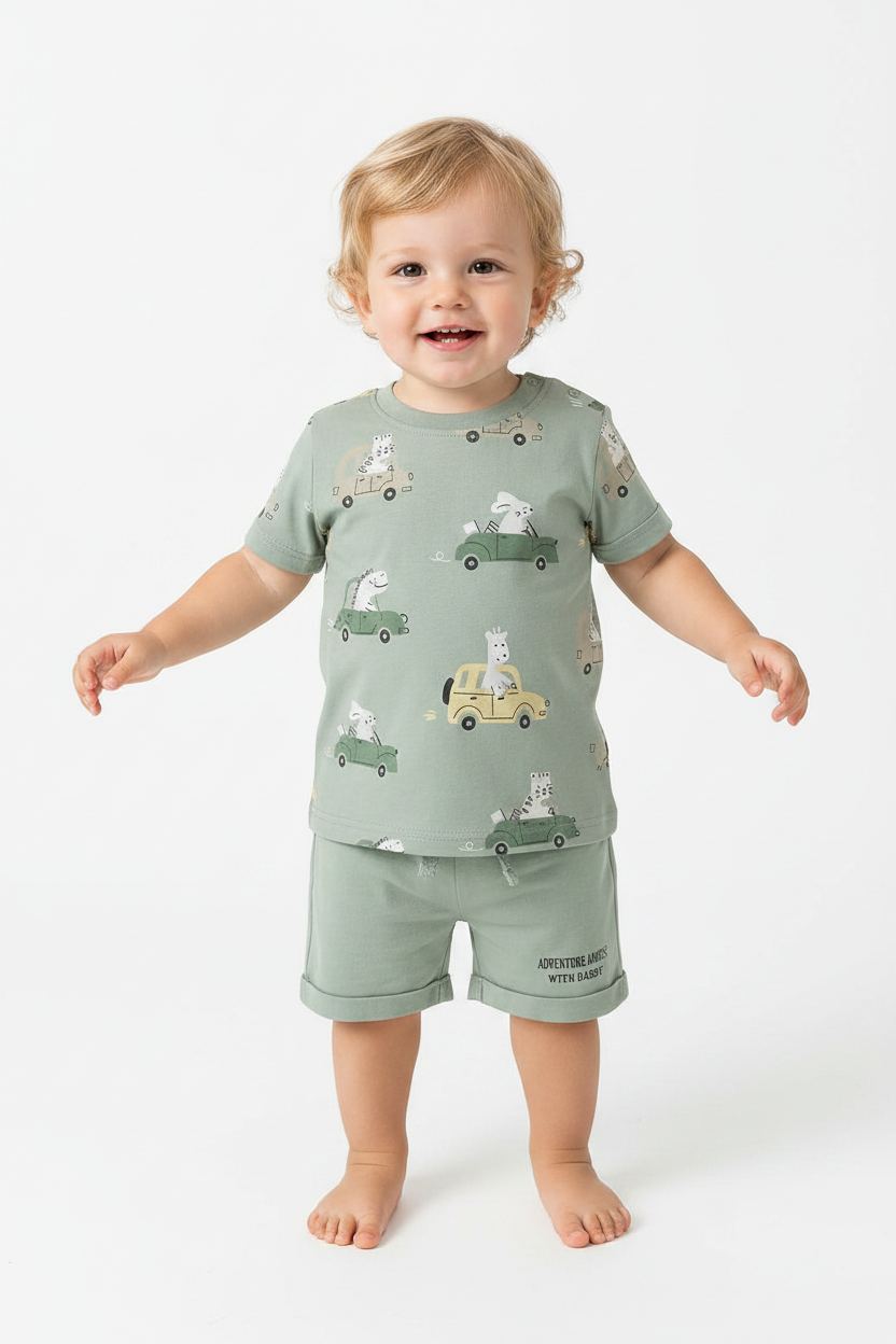 Sage Green T-Shirt & Shorts Set