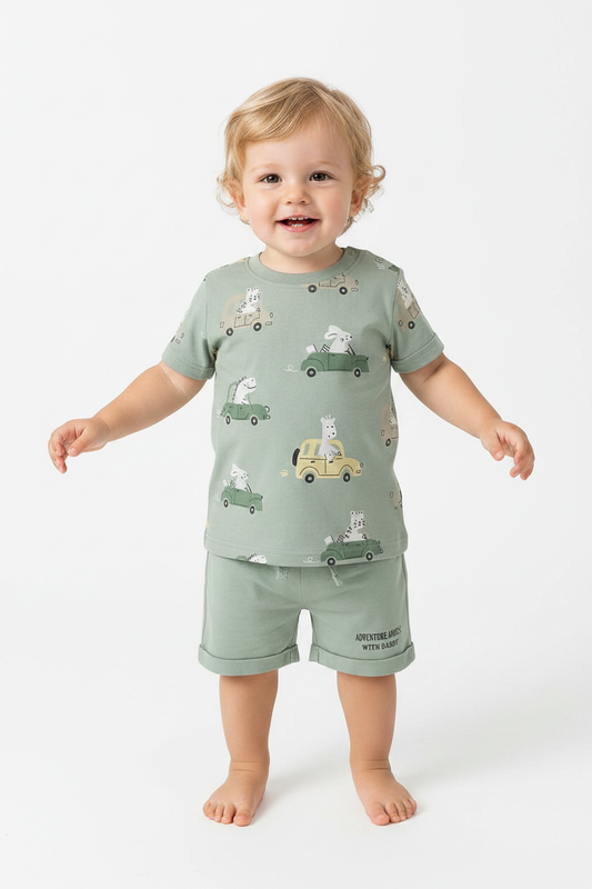 Sage Green T-Shirt & Shorts Set