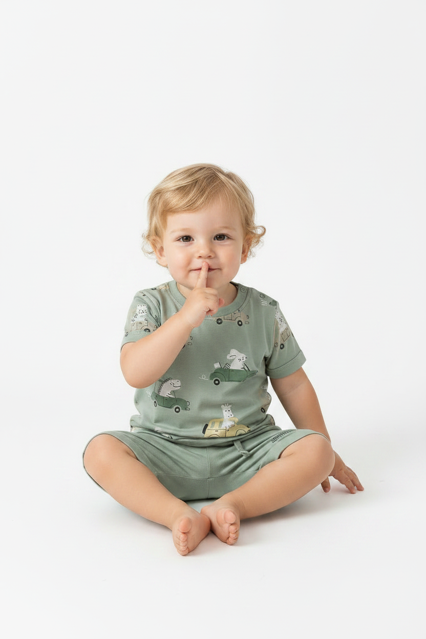 Sage Green T-Shirt & Shorts Set