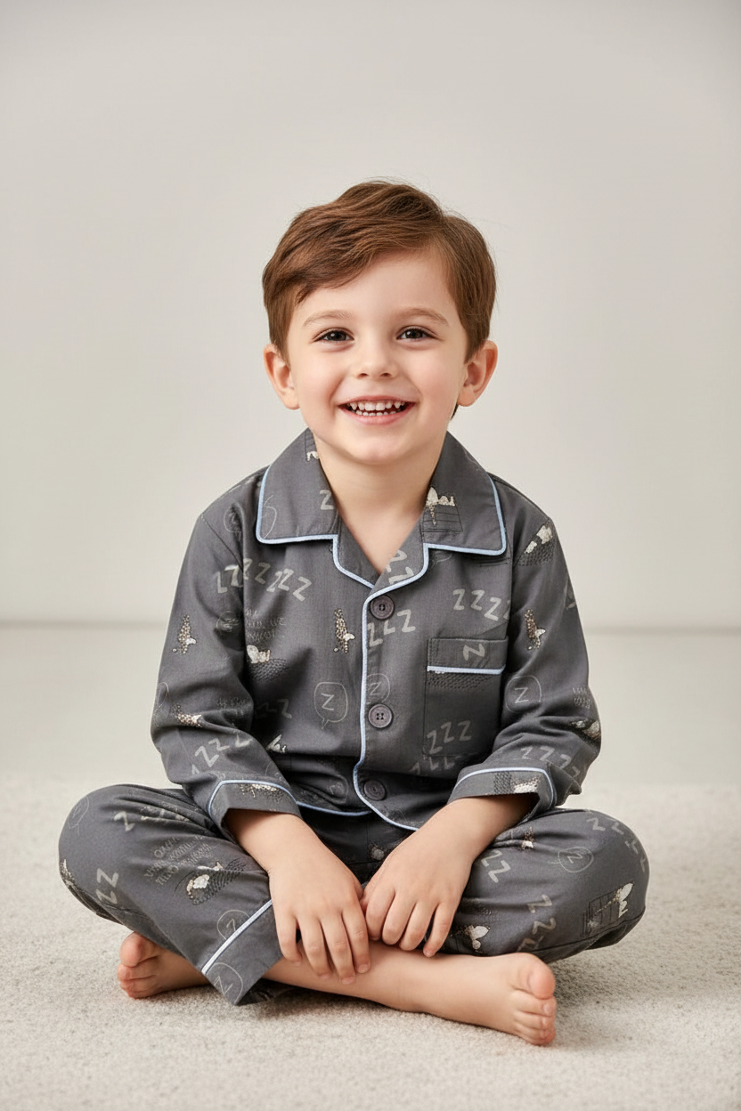 Grey Cotton Night Suit