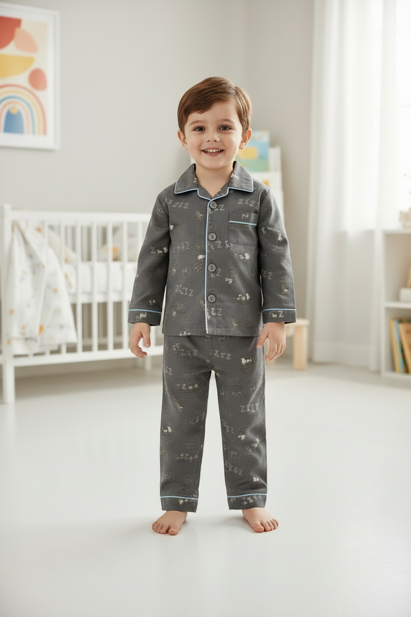 Grey Cotton Night Suit