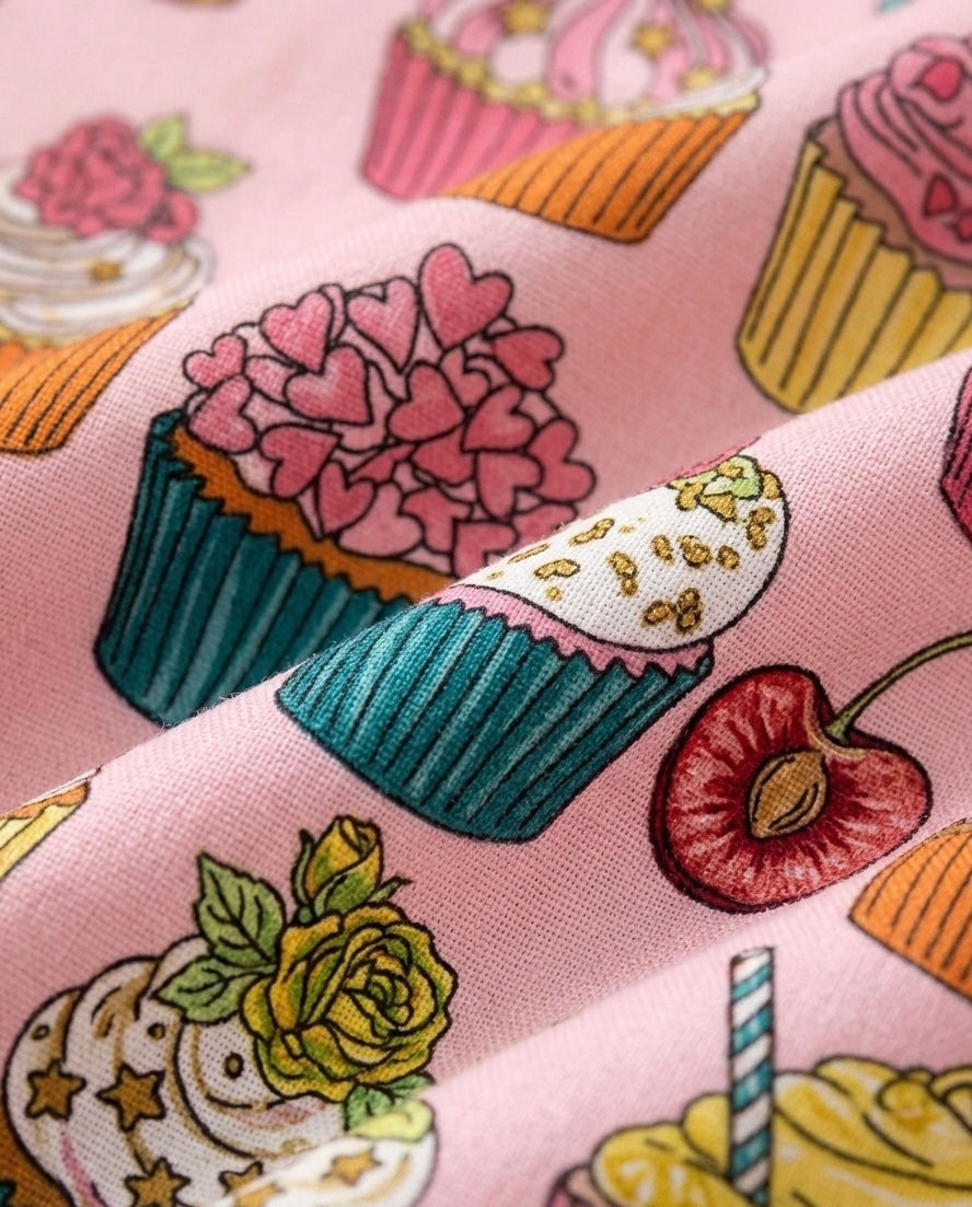 Pink Cupcake print Night Suit
