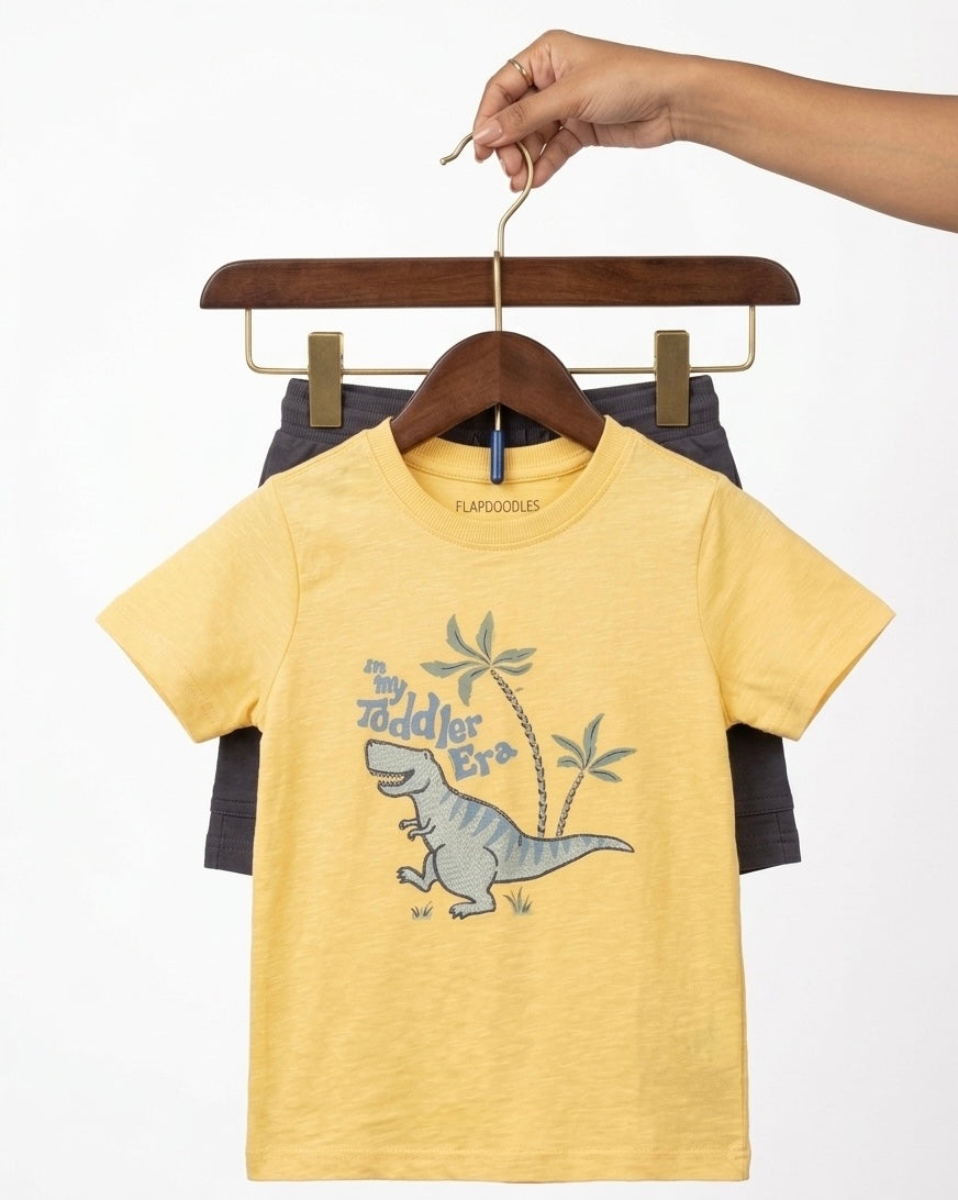Yellow T-shirt & Grey Shorts-2 Piece Set