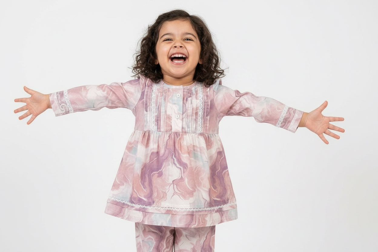 Girls Marble Lace Co-ord Set