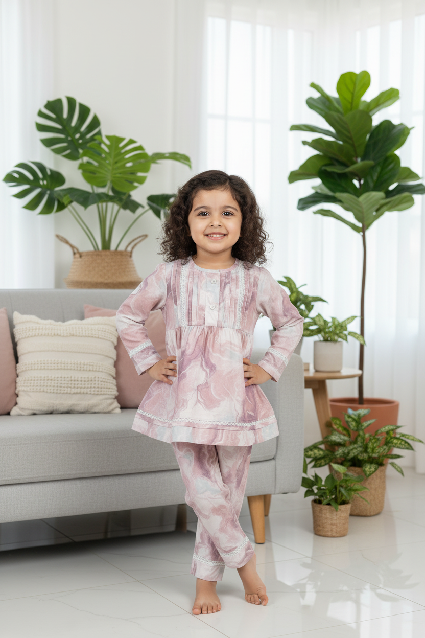 Girls Marble Lace Co-ord Set