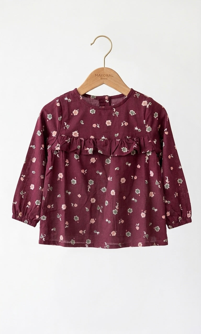 Girls Maroon Tunic Coord Set