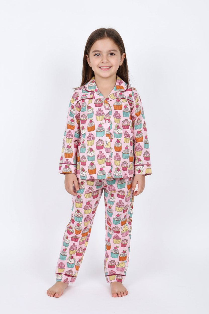 Pink Cupcake print Night Suit