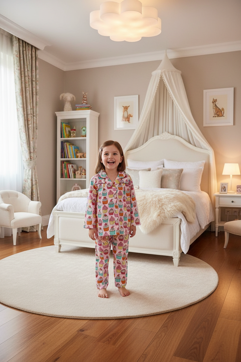 Pink Cupcake print Night Suit