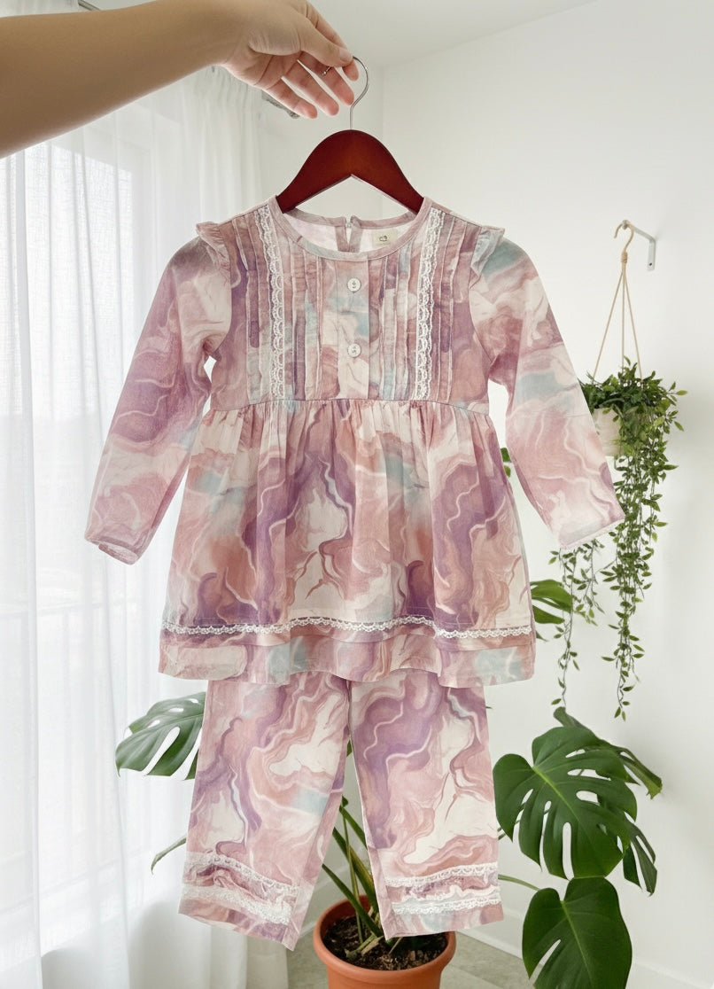 Girls Marble Lace Co-ord Set