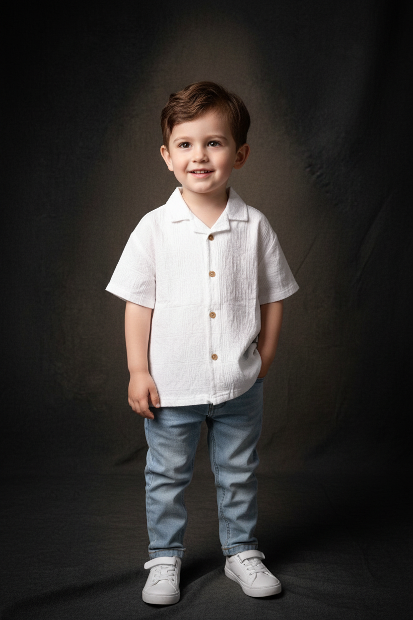 Pure White Linen Half Sleeve Shirt