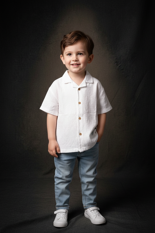 Pure White Linen Half Sleeve Shirt