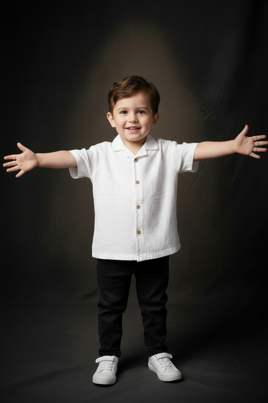 Pure White Linen Half Sleeve Shirt