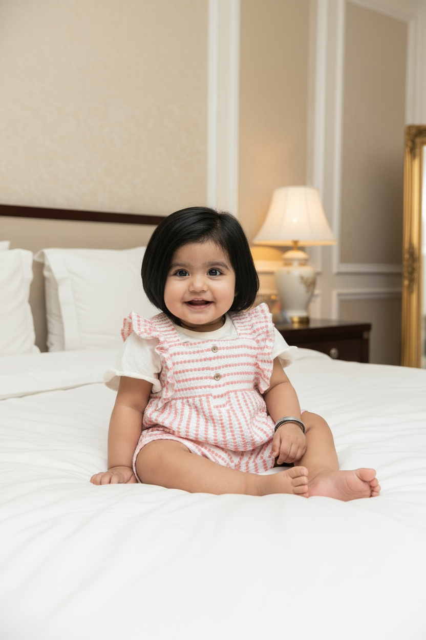 Pink Striped Top & shorts Set