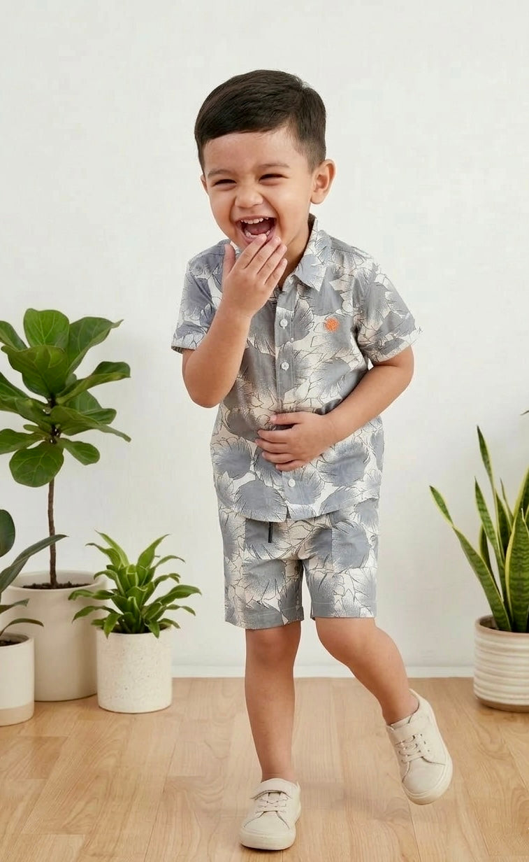 Boys Leafy Print Coord Set