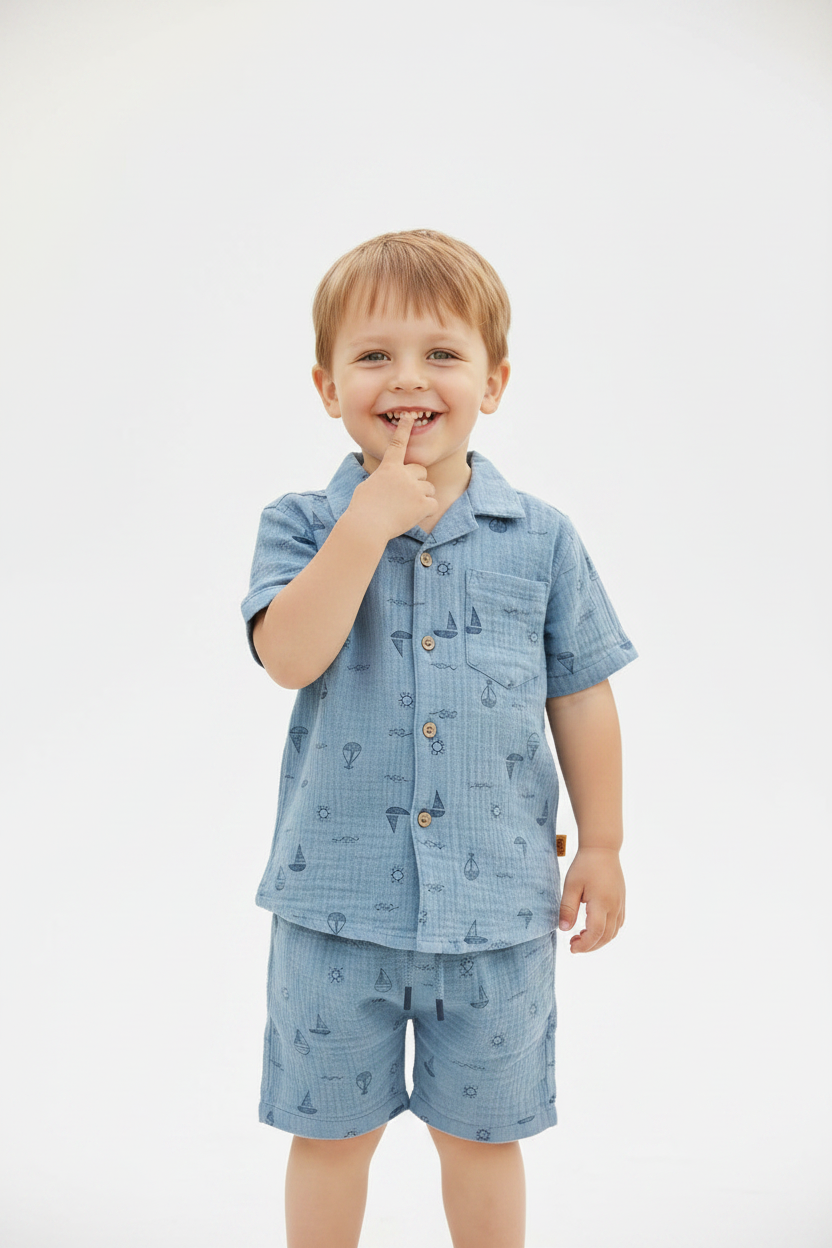 Half Sleeve Shirt And Short Set