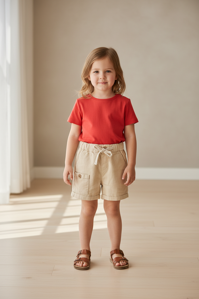 Kids’ Cotton Sand Colour Shorts