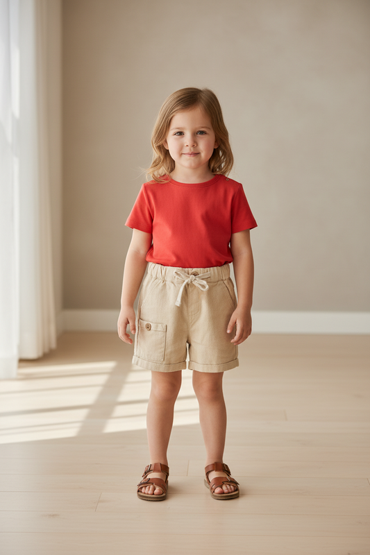 Kids’ Cotton Sand Colour Shorts