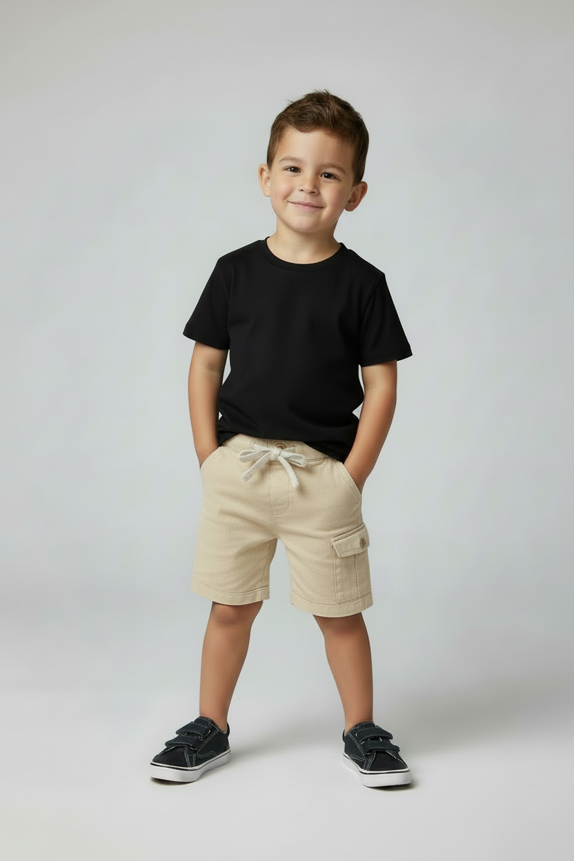 Kids’ Cotton Sand Colour Shorts