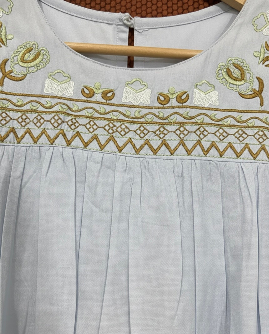 Soft Blue Embroidered Coord Set